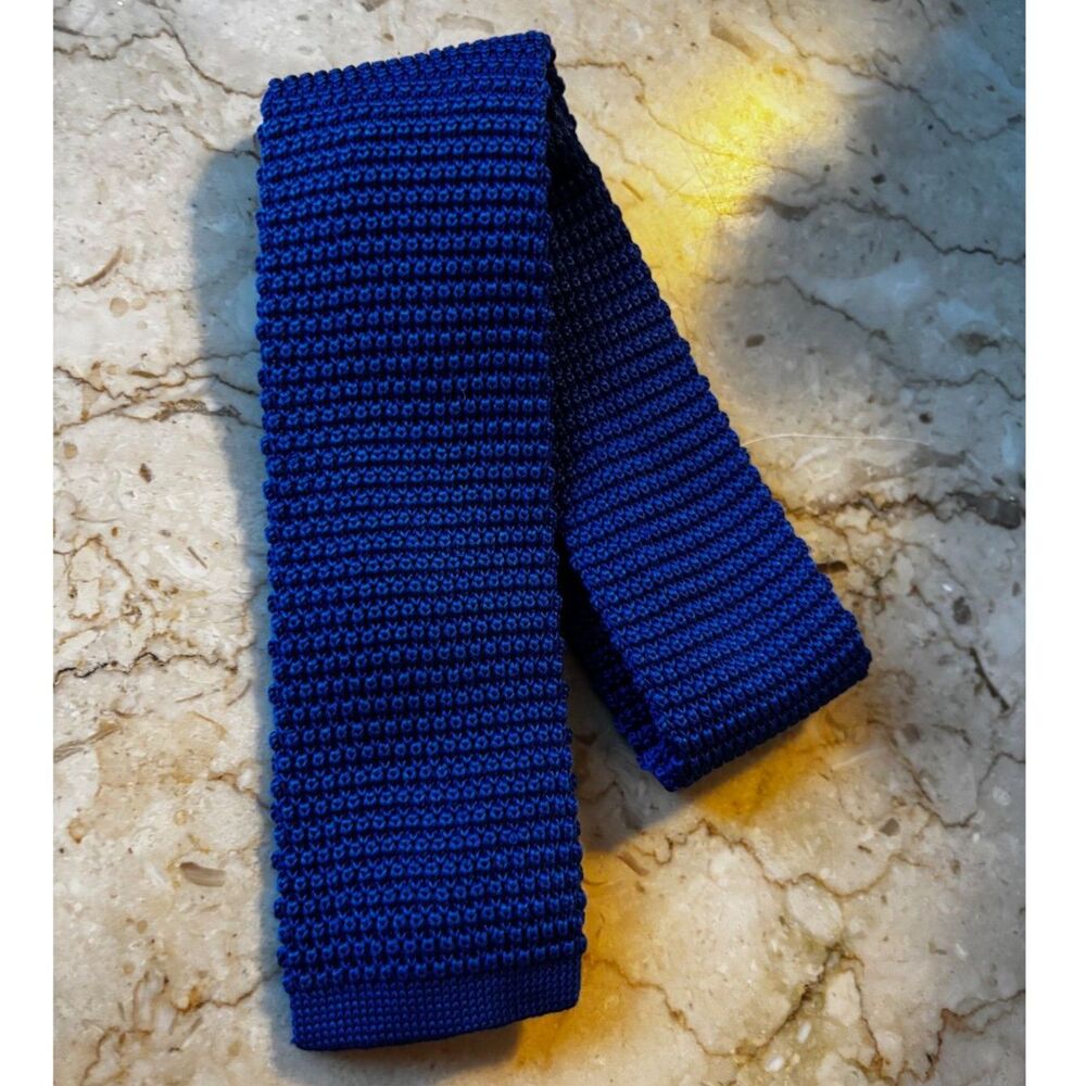 Vintage Mens Knit Royal Blue Tie Gutteridge Dal 1878 Excellent Condition